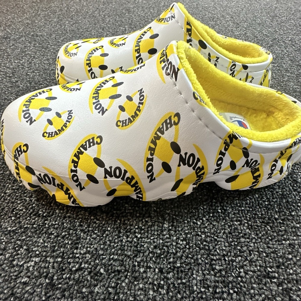 Champion Super Meloso Smile Clog Slippers White And Yellow Size 8